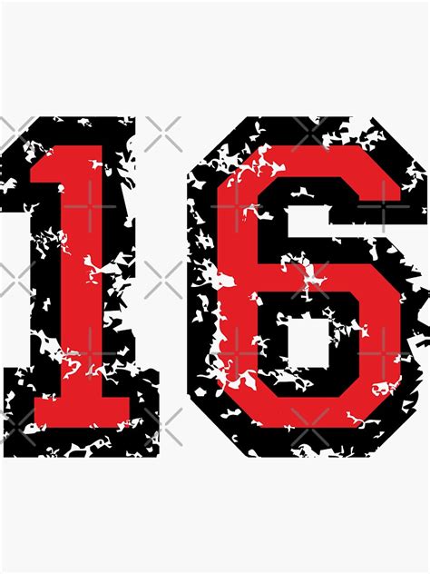 "Number Sixteen - No. 16 (two-color) red" Sticker by theshirtshops | Redbubble