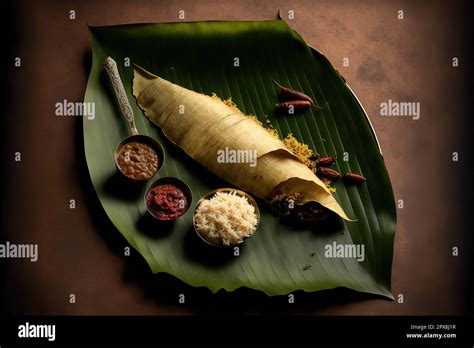 Traditional Onam sadya served in banana leaf Stock Photo - Alamy