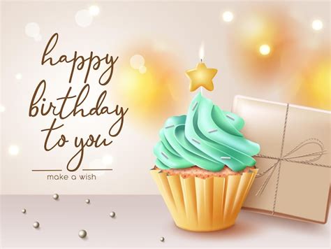 Premium Vector | Birthday cupcake greeting vector design. Happy ...