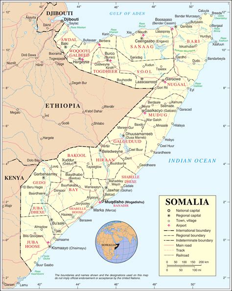 Map fo Somalia (Political Map) : Worldofmaps.net - online Maps and Travel Information