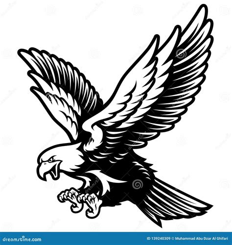 American Bald Eagle with Open Wings and Claws in Cartoon Style Stock ...