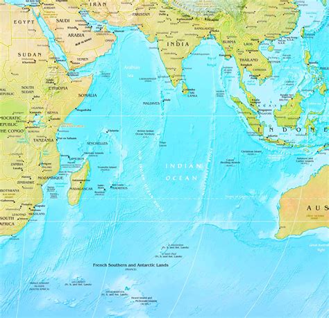 Indian Ocean physical map