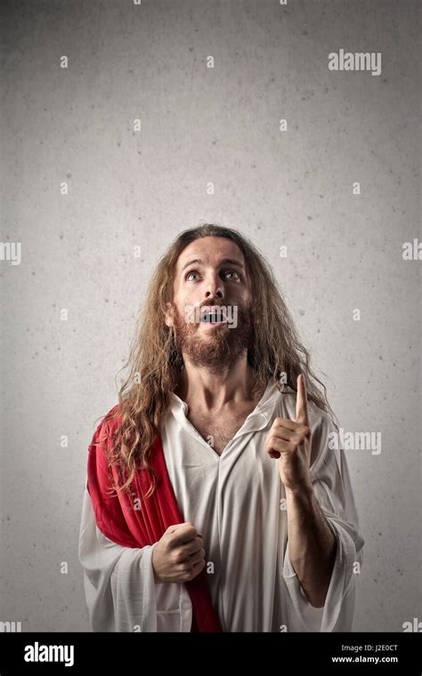 Jesus pointing up Stock Photo - Alamy