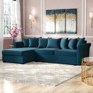 Dark Blue Denim Sectional Sofa | Wayfair