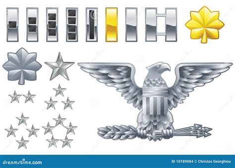 American Army Officer Ranks Insignia Icons Stock Images - Image: 10189084