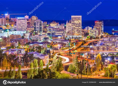 Tacoma Washington Usa Skyline Night — Stock Photo © sepavone #202964300