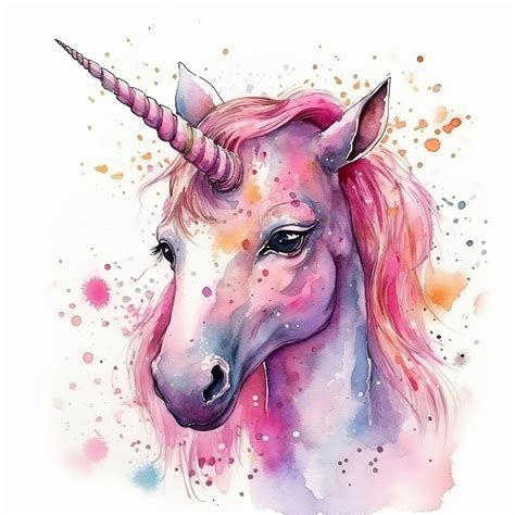 Umělecká ilustrace | Unicorn head, watercolor painting | Posters.cz