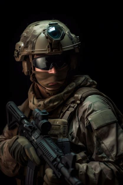 Premium AI Image | A soldier in a camouflage uniform with a light on ...