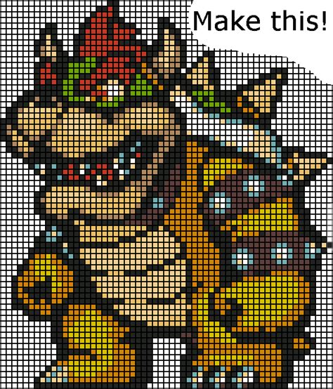 Bowser Bead Challenge | Pixel quilting, Pixel art pattern, Perler bead art