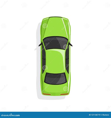 Green Cartoon Car. Top View Stock Vector - Illustration of vector, transportation: 121136719