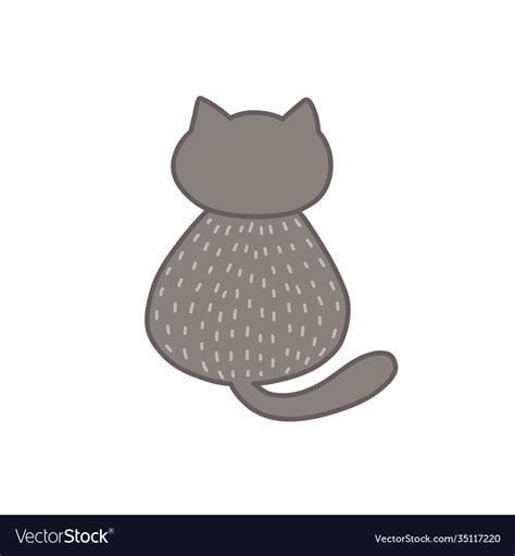 Fat cat sitting back view cute feline character Vector Image