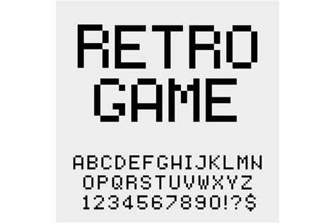 Retro game pixel art font. Pixelated text alphabet letters a