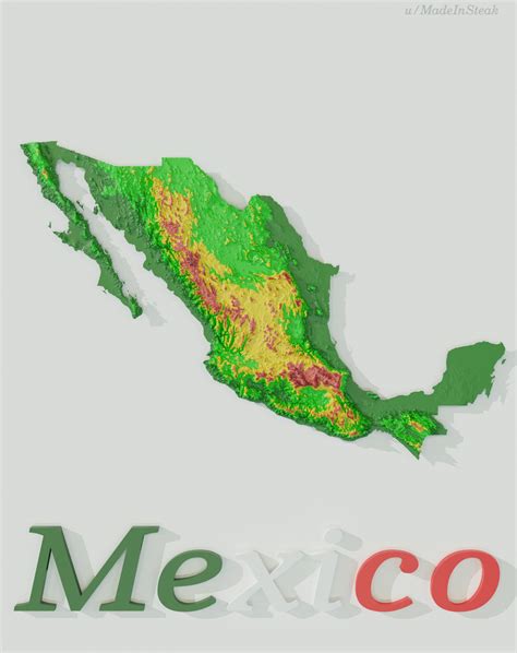 Mexico Elevation Map : r/MapPorn