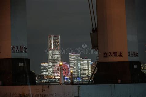 Yokohama Minato Mirai of Night View As Seen from between the Buildings Stock Photo - Image of ...