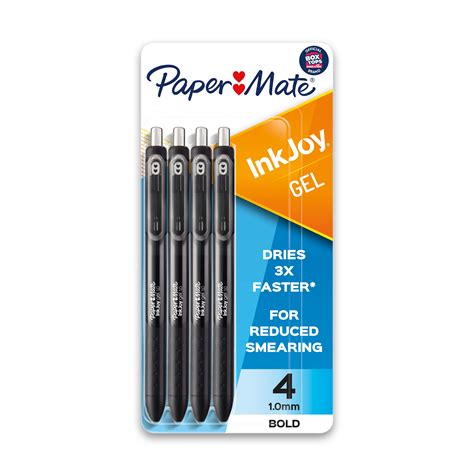 Paper Mate InkJoy Gel Pens, Medium Point, Black, 4 Pack - Walmart.com