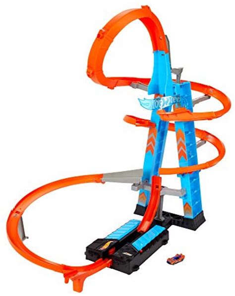 Hot Wheels Sky Crash Tower Track Set, Motorized Booster, Orange Track & 1 Hot Wheels Vehicle ...