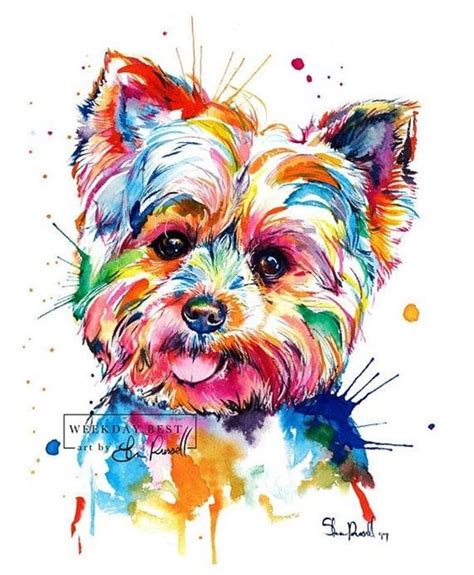 Best-Colorful-Paintings-Of-Animals Yorkshire Terriers, Original ...