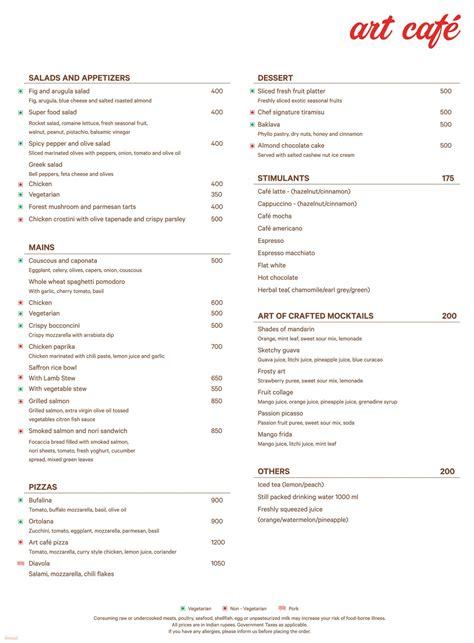 Menu of Art Cafe, Malleshwaram, Bangalore | Dineout