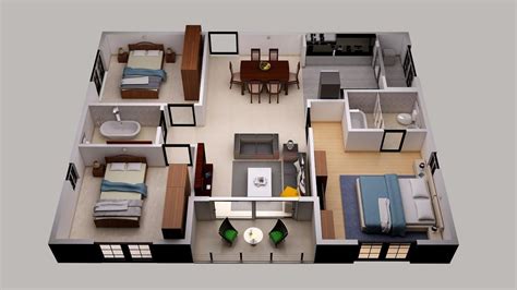 Low Budget Family House 3 Bedroom House Floor Plan Design 3d New