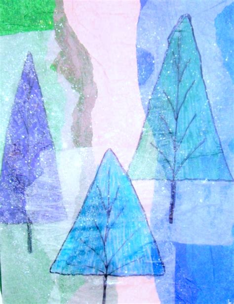 ABSTRACT WINTER TREES | KIDS & GLITTER