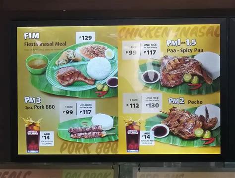 Menu at Mang Inasal restaurant, Marikina, Marquinton Blue Wave Mall Sumulong Hwy