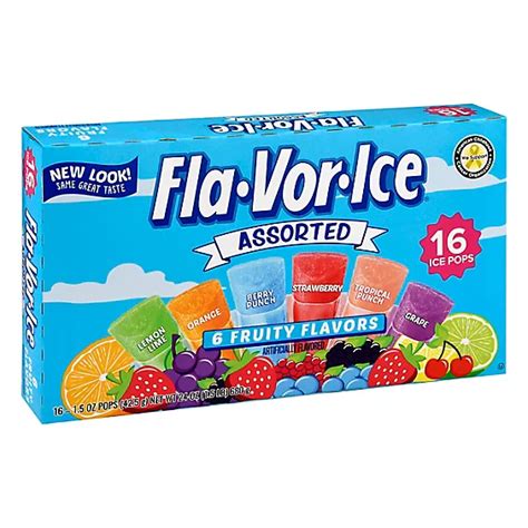 Fla-Vor-Ice Freeze & Serve Pops 6 Fruity Flavors Pops - 16-1.5 Oz - shaws