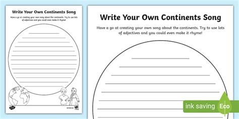 The Continents Song Template (Teacher-Made) - Twinkl