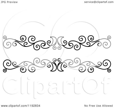 Clipart of a Black and White Ornate Swirl Border Design Element 2 - Royalty Free Vector ...