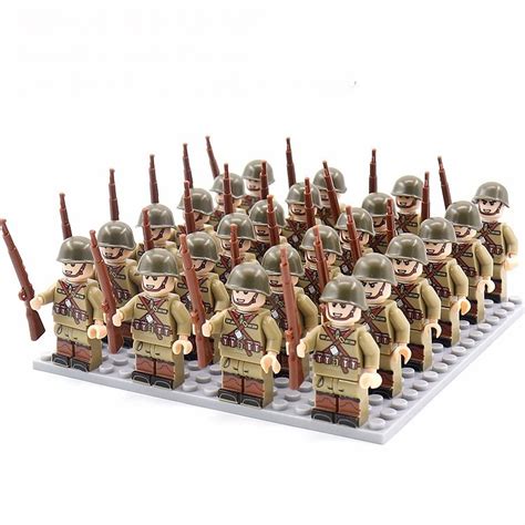 24pcs СССР Army WWII Soldiers Minifigures Lego Compatible Military Sets