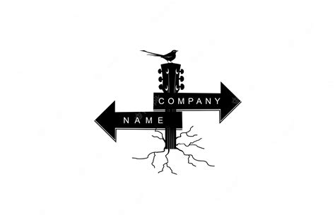 Premium Vector | Road sign board guitar with raven crow sbird silhouette for country rock n roll ...