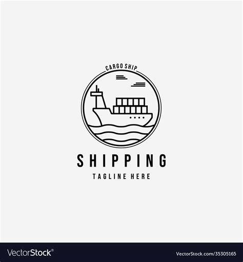 Line art shipping cargo ship logo design icon Vector Image