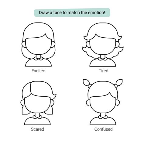 Draw a face to match the emotion themed worksheets for kids 12905193 Vector Art at Vecteezy