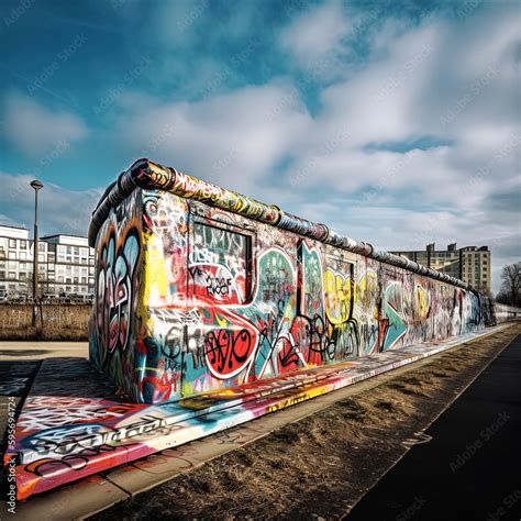 Graffiti and Murals on the Berlin Wall - generative ai Stock Illustration | Adobe Stock