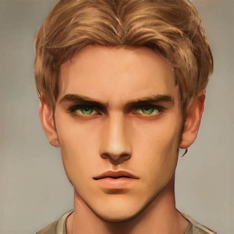 an artist's rendering of a man with green eyes