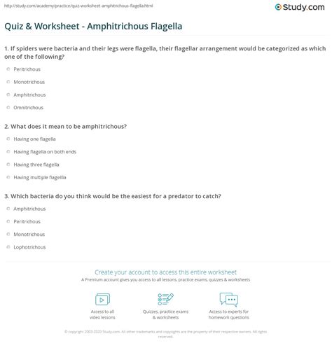 Quiz & Worksheet - Amphitrichous Flagella | Study.com