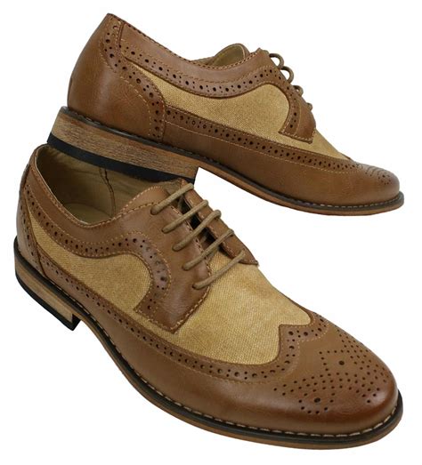 Mens Brogues Leather Shoes Italian Designer Smart Casual Brown Black Navy Retro | Happy Gentleman