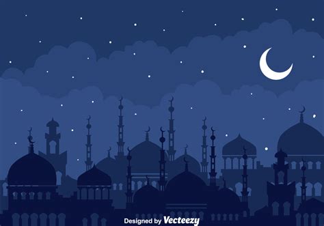 Arabian Night With Mosque Background 122234 Vector Art at Vecteezy