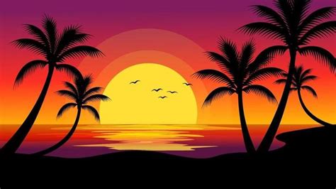 Beach Sunset Vector Art, Icons, and Graphics for Free Download