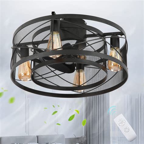 Buy Caged Ceiling Fan with Lights, 20” Ceiling Fan with Lights and Remote, 3 Speeds Adjustable ...