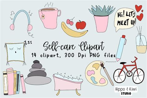 Self Care Clipart Graphic by Hippo and Kiwi Studio · Creative Fabrica