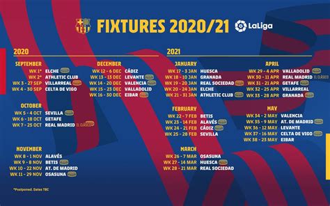 Barcelona tiene calendario para la próxima temporada