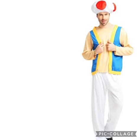 Mario Mushroom Costume Cosplay Games Animation Halloween Costume Party, Men's Fashion, Tops ...