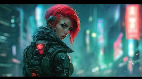 Premium Photo | Female army warrior character with red hair AI ...