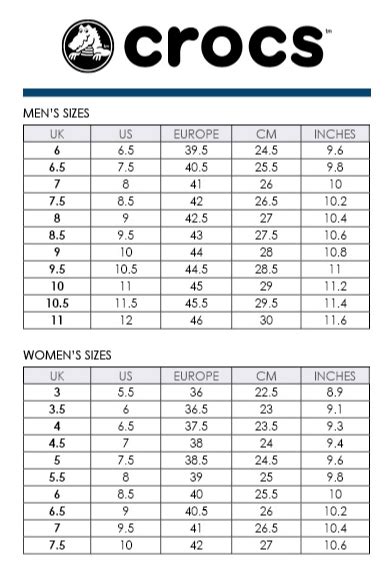 Crocs Shoe Size Chart: Adult Kids Sizing Crocs, 47% OFF