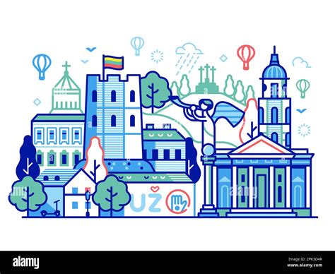 Vilnius Old Town City Skyline in Line Art Stock Vector Image & Art - Alamy