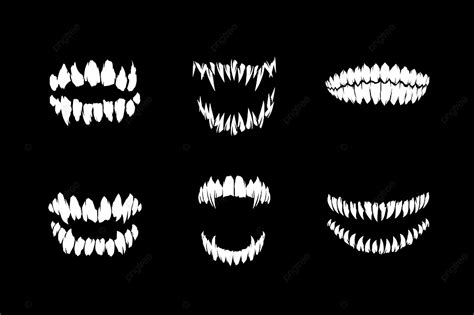 Vampire Fangs Silhouette Vector PNG, Horror Monster And Vampire Or ...