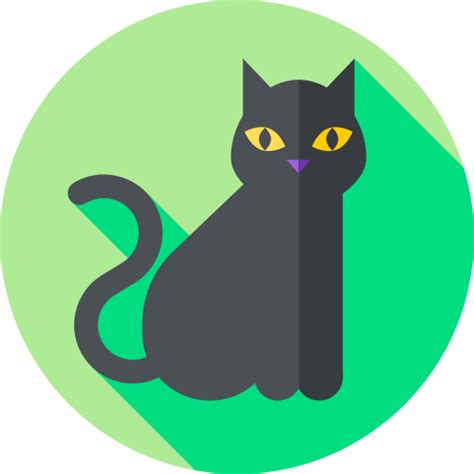 Black cat Flat Circular Flat icon