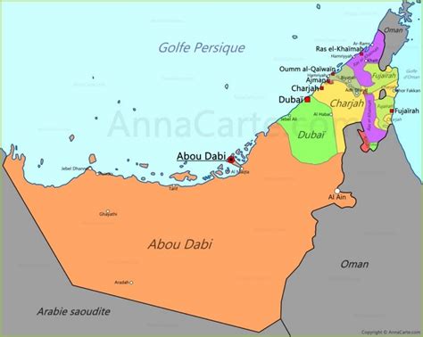 Carte Des Émirats arabes unis | Arabische emirate, Vereinigte arabische emirate, Emirate