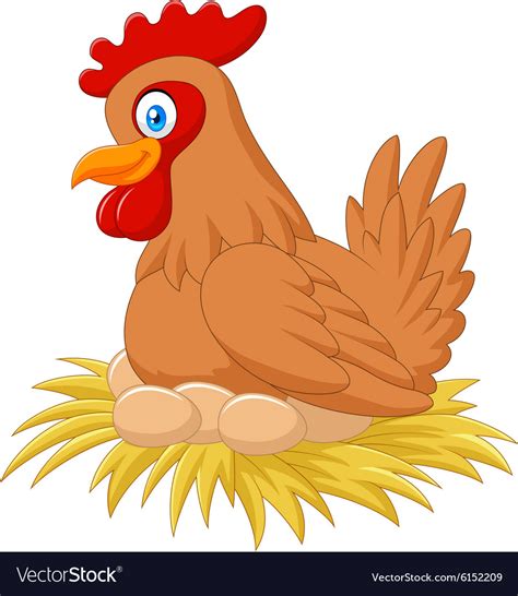 Hen Laying Eggs In Nest Chicken Cartoon Vector Cartoondealer | The Best Porn Website