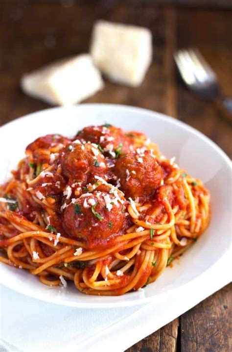 Skinny Spaghetti and Meatballs - Pinch of Yum